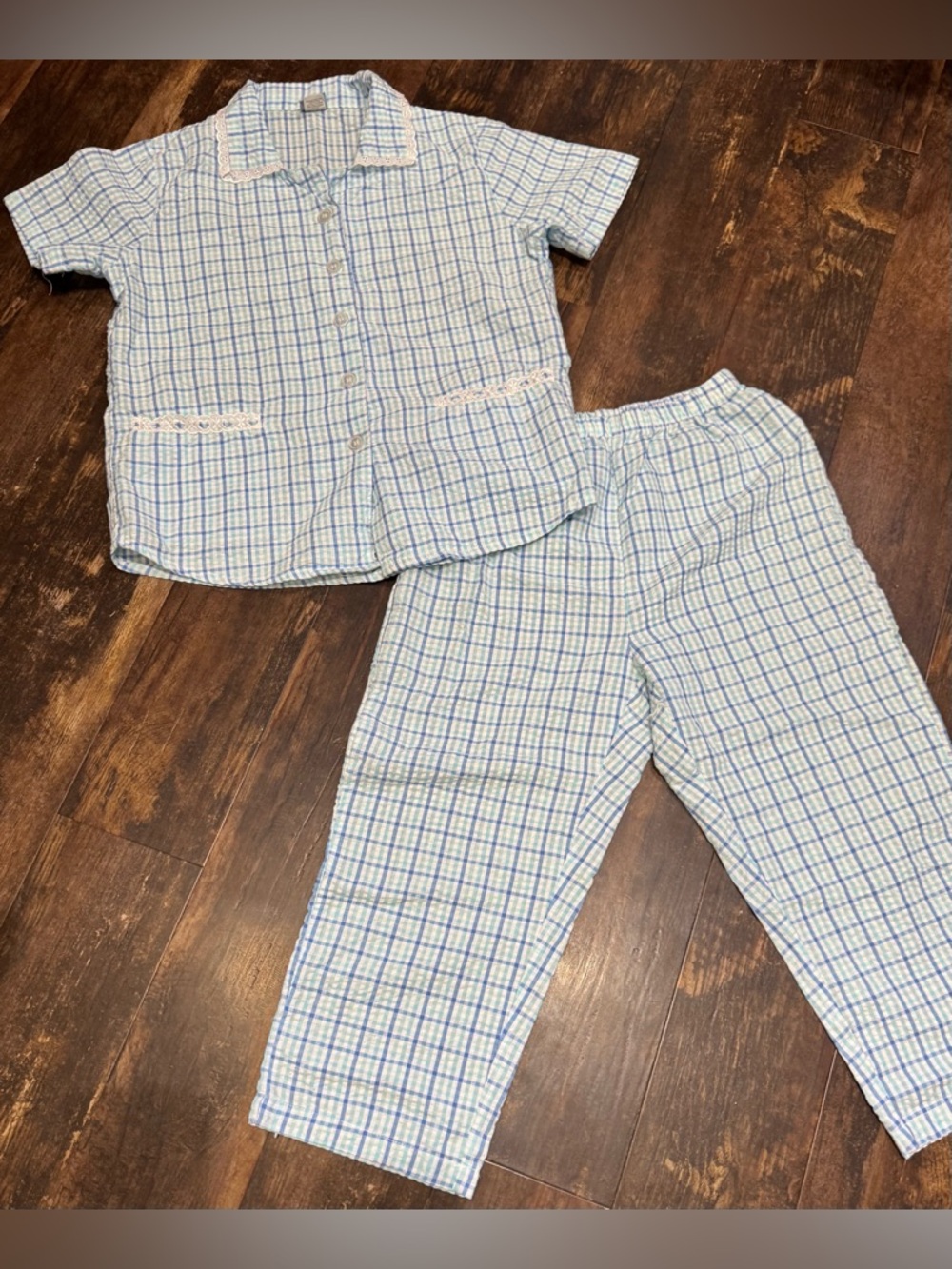 Women’s Vintage Moon Bean Seer Sucker 2 Piece Pajamas Size Small